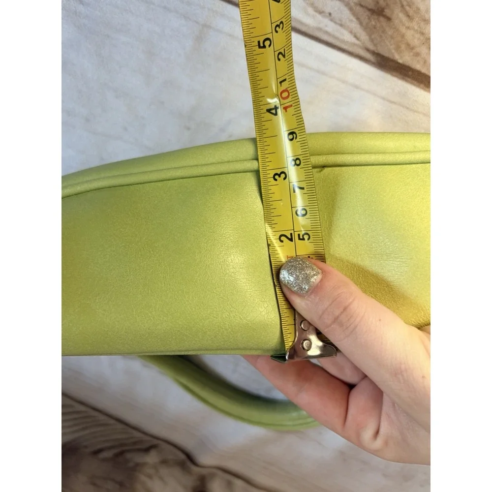 Guess Y2K Lime Green Shoulder Hand Bag Rhinestone Charm McBling Purse Baguette - Picture 9 of 9